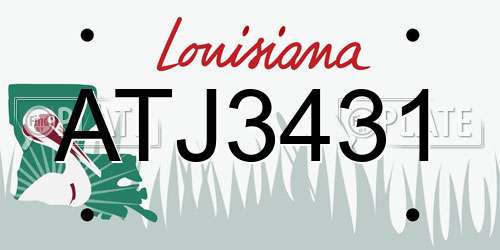ATJ3431 Louisiana License Plate