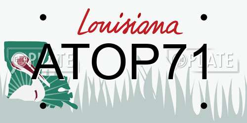 ATOP71 Louisiana License Plate