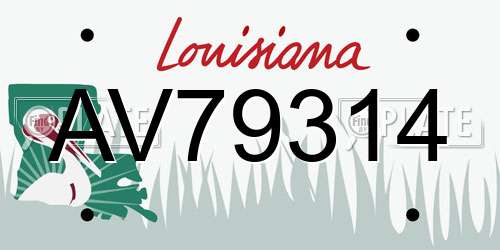 AV79314 Louisiana License Plate