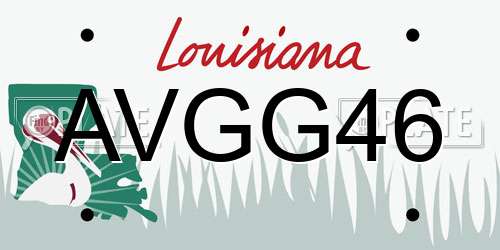 AVGG46 Louisiana License Plate