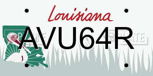 AVU64R Louisiana License Plate