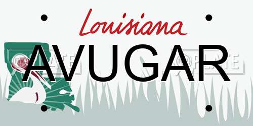 AVUGAR Louisiana License Plate