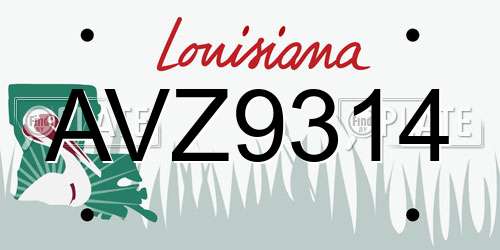 AVZ9314 Louisiana License Plate