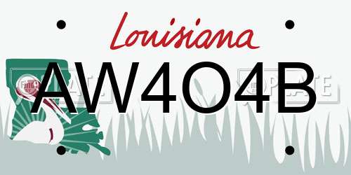 AW4O4B Louisiana License Plate