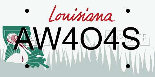 AW4O4S Louisiana License Plate