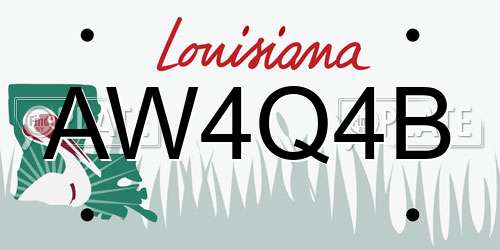 AW4Q4B Louisiana License Plate
