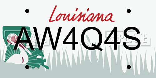 AW4Q4S Louisiana License Plate