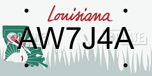 AW7J4A Louisiana License Plate