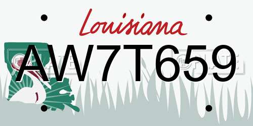 AW7T659 Louisiana License Plate