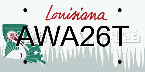 AWA26T Louisiana License Plate