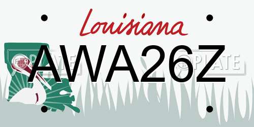 AWA26Z Louisiana License Plate