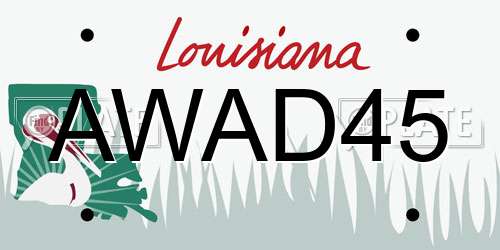 AWAD45 Louisiana License Plate
