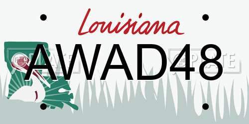 AWAD48 Louisiana License Plate
