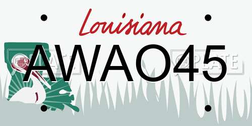 AWAO45 Louisiana License Plate