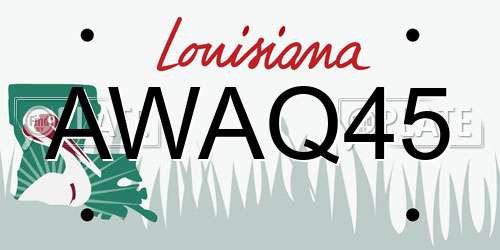 AWAQ45 Louisiana License Plate