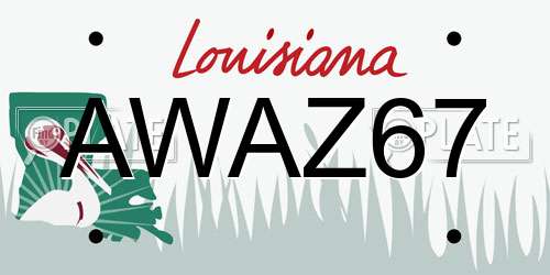 AWAZ67 Louisiana License Plate