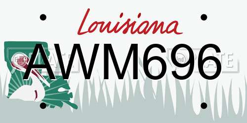 AWM696 Louisiana License Plate