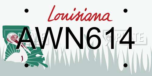 AWN614 Louisiana License Plate