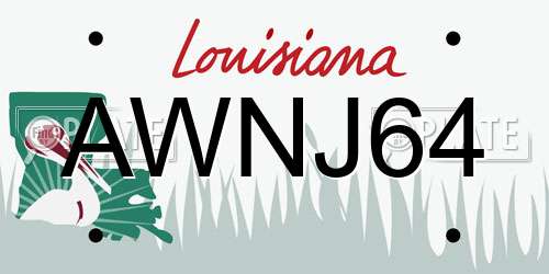 AWNJ64 Louisiana License Plate