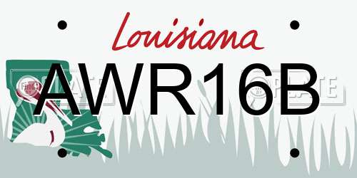 AWR16B Louisiana License Plate