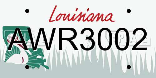 AWR3002 Louisiana License Plate
