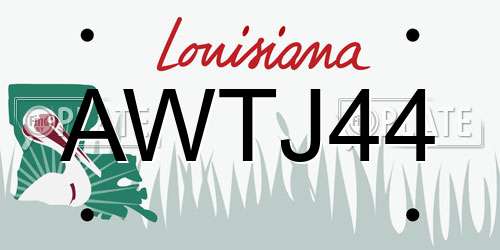 AWTJ44 Louisiana License Plate