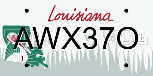 AWX37O Louisiana License Plate