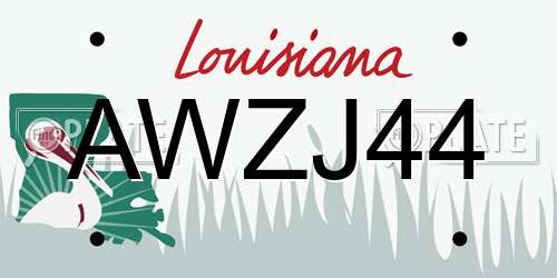 AWZJ44 Louisiana License Plate