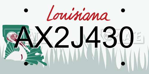 AX2J430 Louisiana License Plate