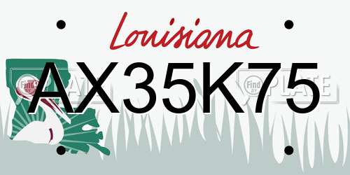 AX35K75 Louisiana License Plate