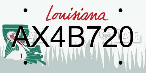 AX4B720 Louisiana License Plate