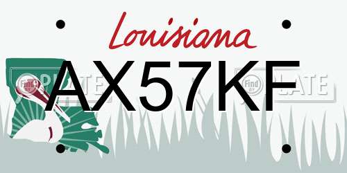 AX57KF Louisiana License Plate