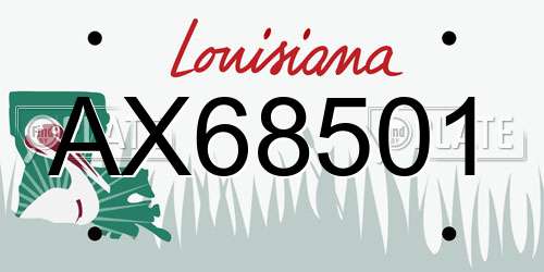 AX68501 Louisiana License Plate