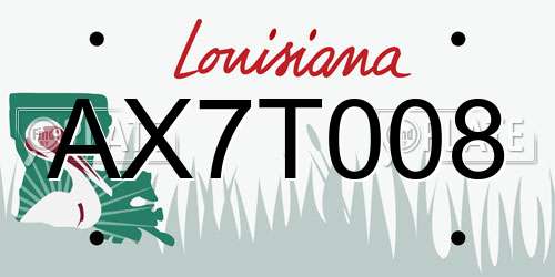 AX7T008 Louisiana License Plate