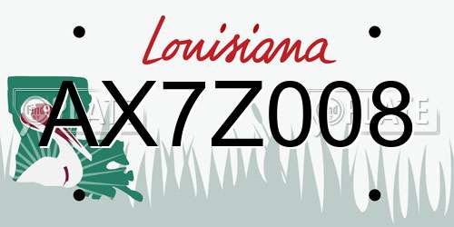 AX7Z008 Louisiana License Plate