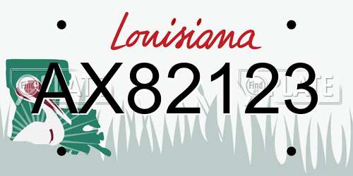 AX82123 Louisiana License Plate