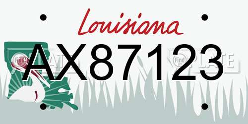 AX87123 Louisiana License Plate