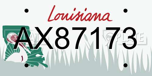 AX87173 Louisiana License Plate