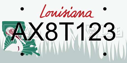 AX8T123 Louisiana License Plate