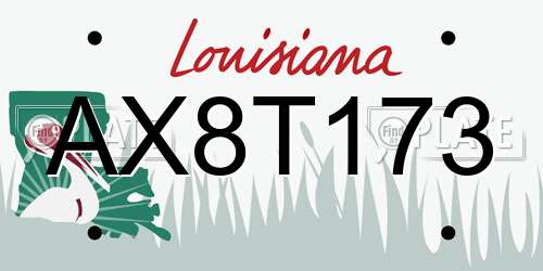 AX8T173 Louisiana License Plate