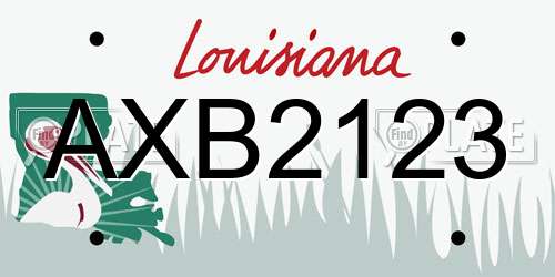 AXB2123 Louisiana License Plate