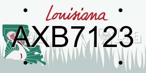AXB7123 Louisiana License Plate
