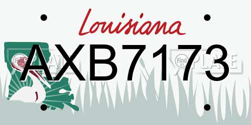AXB7173 Louisiana License Plate