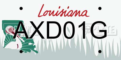 AXD01G Louisiana License Plate