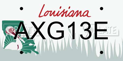 AXG13E Louisiana License Plate