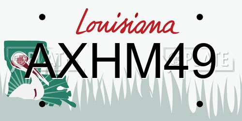AXHM49 Louisiana License Plate