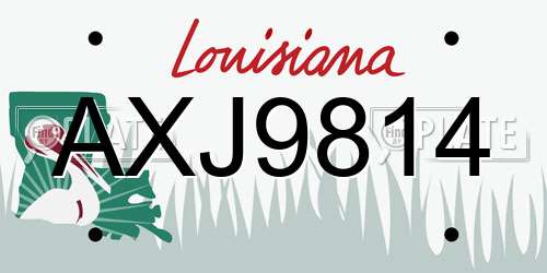 AXJ9814 Louisiana License Plate