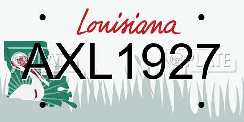 AXL1927 Louisiana License Plate