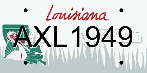 AXL1949 Louisiana License Plate