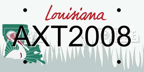 AXT2008 Louisiana License Plate